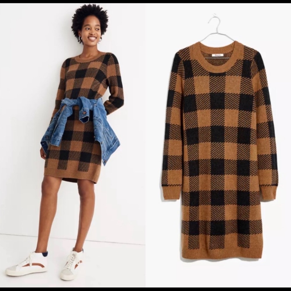 Madewell Buffalo Plaid Sweater Dress